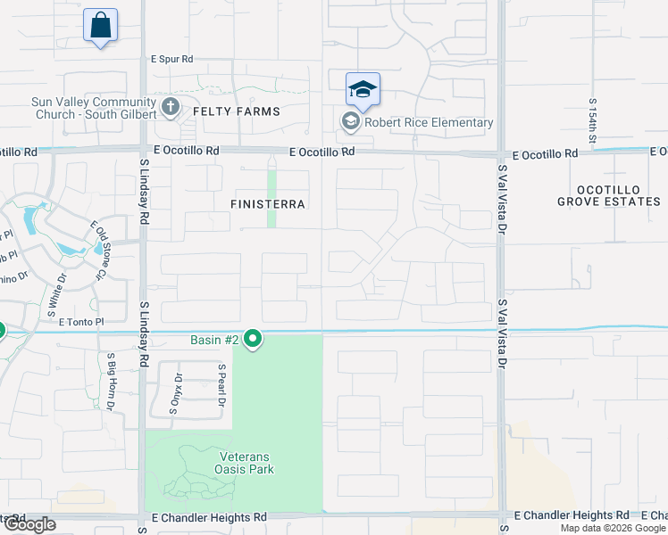 map of restaurants, bars, coffee shops, grocery stores, and more near 22693-23599 South 148th Street in Gilbert