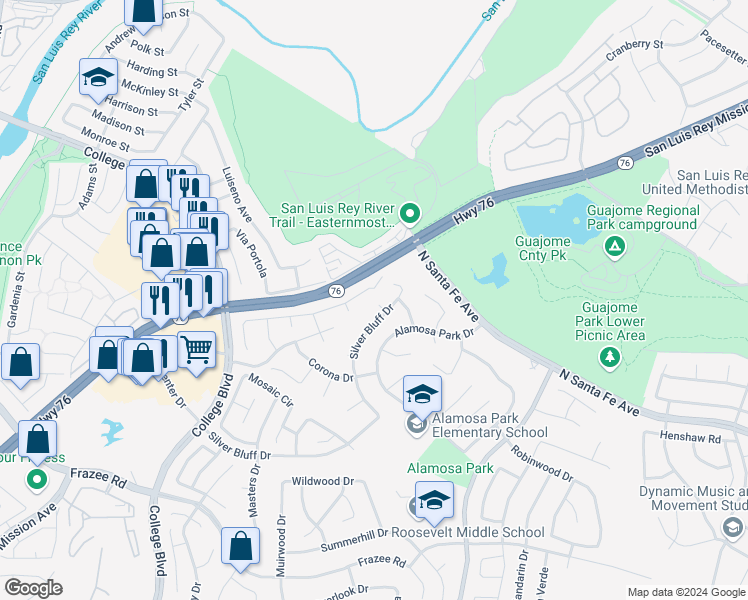 map of restaurants, bars, coffee shops, grocery stores, and more near 684 Wolf Point Court in Oceanside