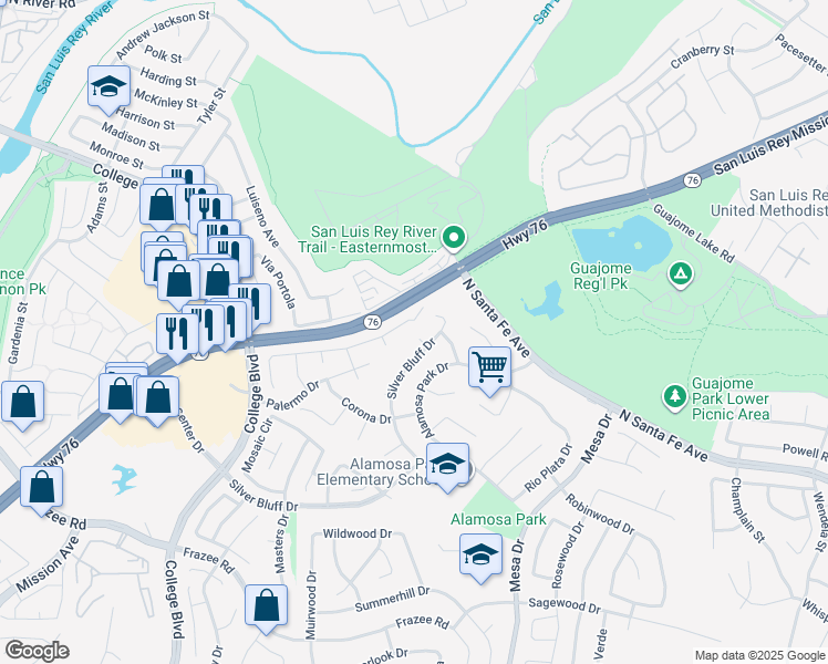 map of restaurants, bars, coffee shops, grocery stores, and more near 684 Wolf Point Court in Oceanside