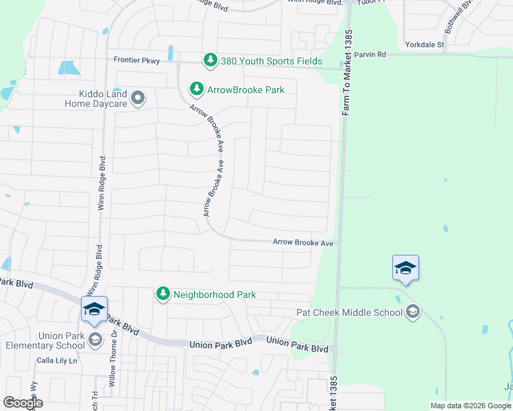 map of restaurants, bars, coffee shops, grocery stores, and more near 1608 Drover Creek Road in Aubrey