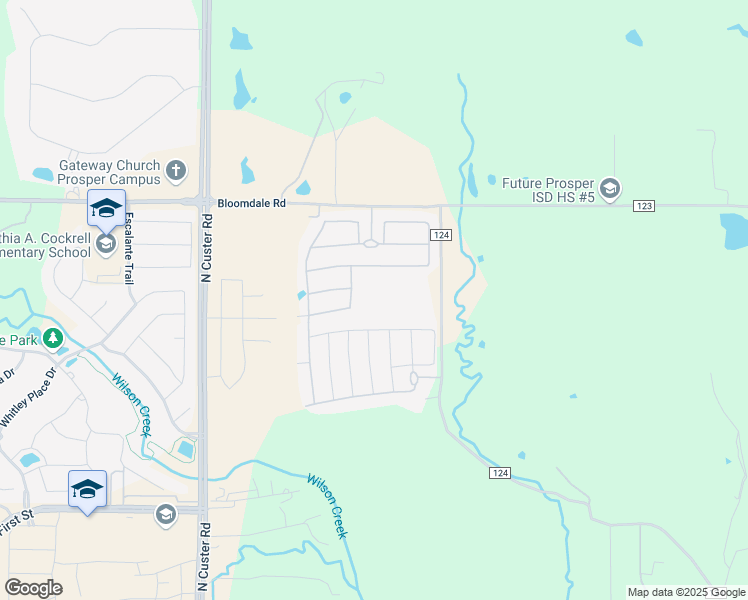 map of restaurants, bars, coffee shops, grocery stores, and more near 8055 County Road 124 in McKinney