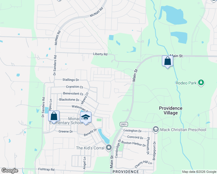 map of restaurants, bars, coffee shops, grocery stores, and more near 10104 Revere Dr in Denton County