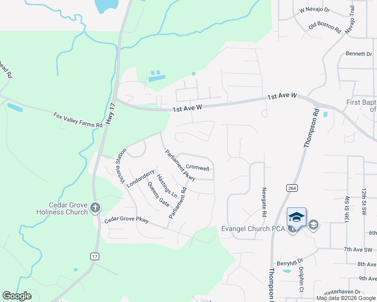 map of restaurants, bars, coffee shops, grocery stores, and more near 417 Ramsgate Drive in Alabaster
