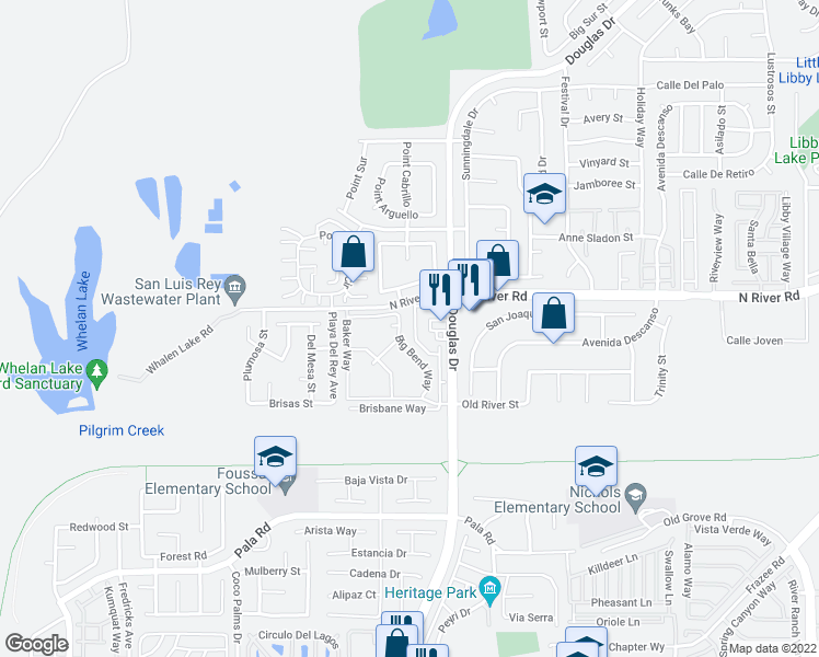 map of restaurants, bars, coffee shops, grocery stores, and more near 646 Sumner Way in Oceanside
