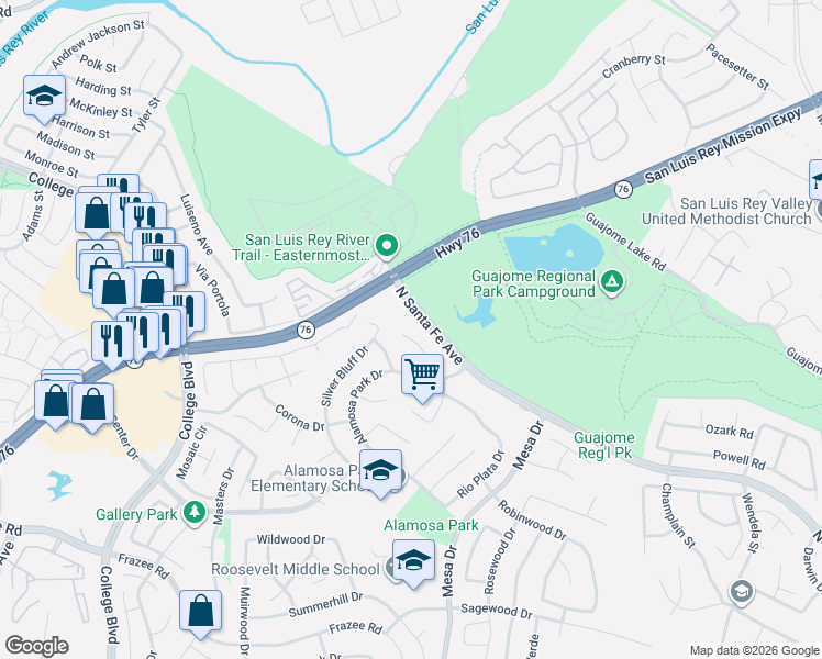 map of restaurants, bars, coffee shops, grocery stores, and more near 762 Grey Hawk Court in Oceanside