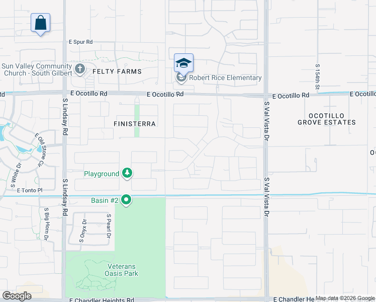 map of restaurants, bars, coffee shops, grocery stores, and more near 22693-23599 South 148th Street in Gilbert