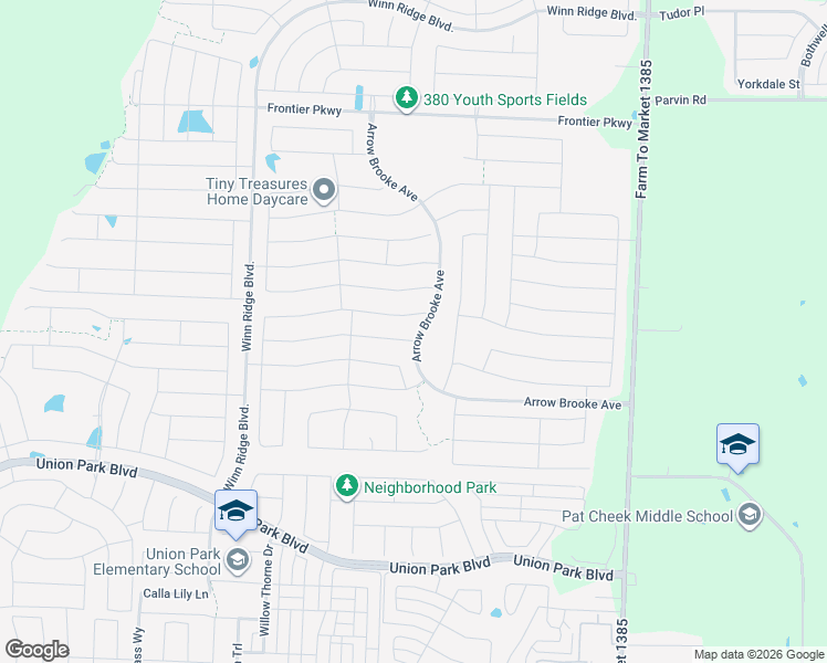 map of restaurants, bars, coffee shops, grocery stores, and more near 1429 Saddle Ridge Drive in Aubrey