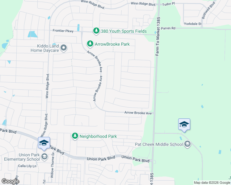 map of restaurants, bars, coffee shops, grocery stores, and more near 1608 Drover Creek Road in Aubrey