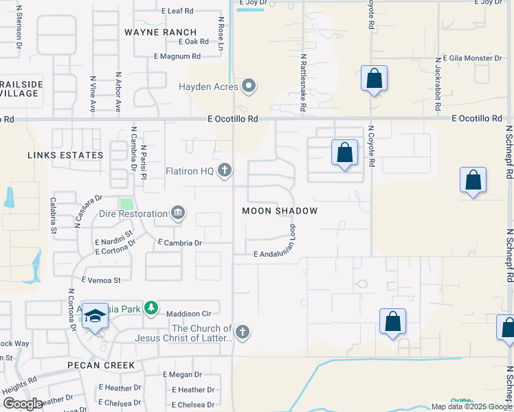 map of restaurants, bars, coffee shops, grocery stores, and more near 1973 East Lipizzan Drive in San Tan Valley