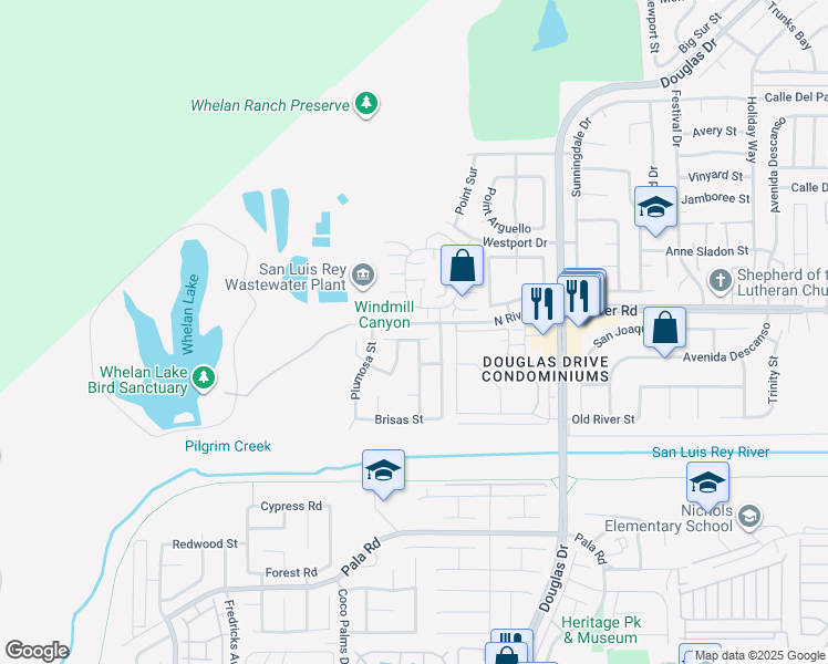 map of restaurants, bars, coffee shops, grocery stores, and more near 210 Mescalita Court in Oceanside