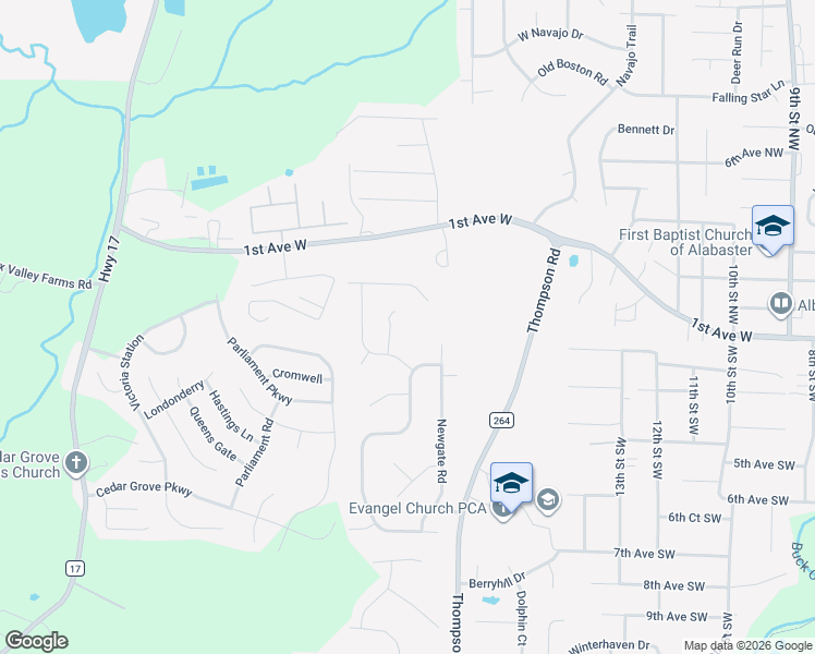 map of restaurants, bars, coffee shops, grocery stores, and more near 112 Norwick Abbye Circle in Alabaster