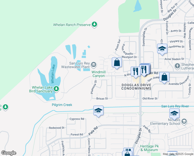 map of restaurants, bars, coffee shops, grocery stores, and more near 224 Mescalita Court in Oceanside