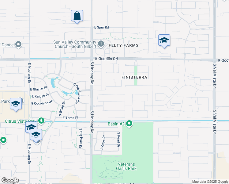 map of restaurants, bars, coffee shops, grocery stores, and more near 4180 East Kaibab Place in Chandler