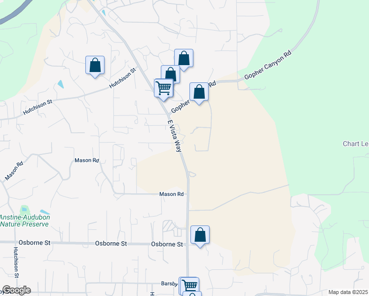 map of restaurants, bars, coffee shops, grocery stores, and more near 2765 East Vista Way in Vista