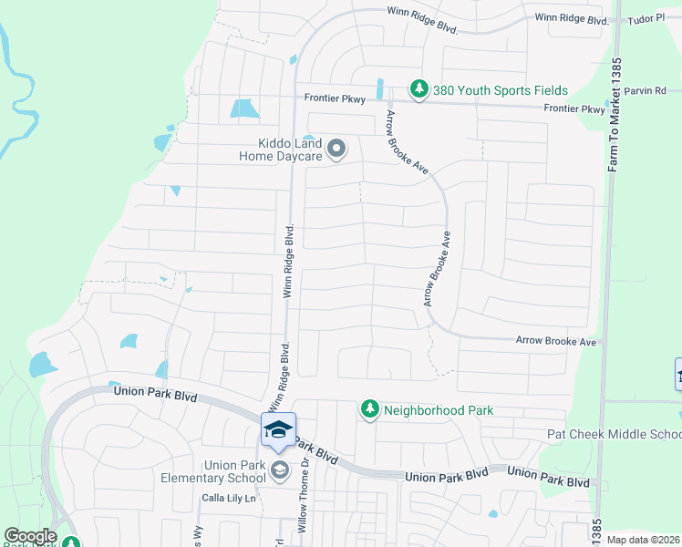 map of restaurants, bars, coffee shops, grocery stores, and more near Bryan Road in Aubrey