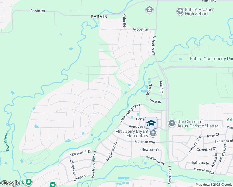 map of restaurants, bars, coffee shops, grocery stores, and more near 2242 Good Hope Road in Prosper