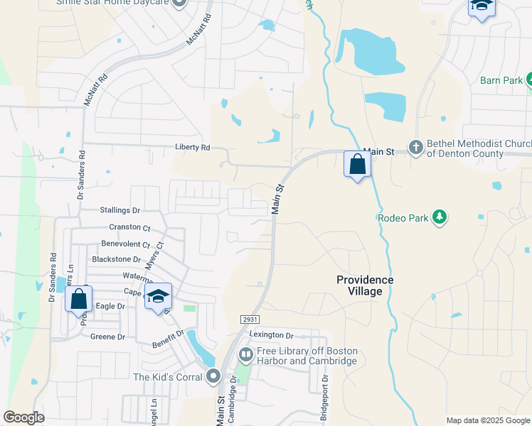 map of restaurants, bars, coffee shops, grocery stores, and more near 10168 Revere Dr in Denton County