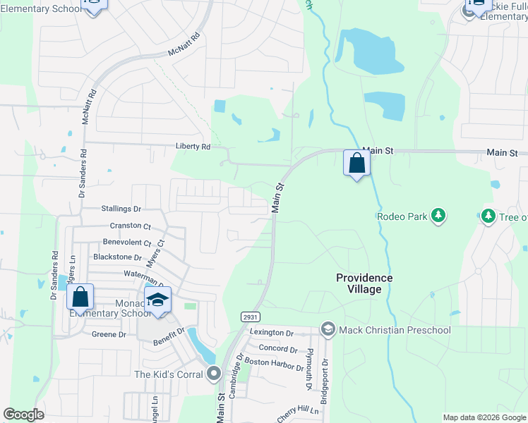 map of restaurants, bars, coffee shops, grocery stores, and more near 10168 Revere Dr in Denton County