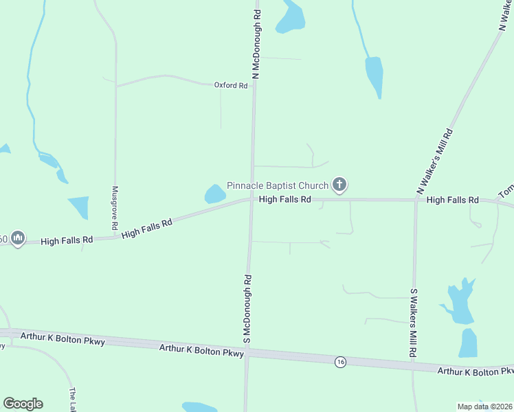 map of restaurants, bars, coffee shops, grocery stores, and more near 2376 High Falls Road in Griffin