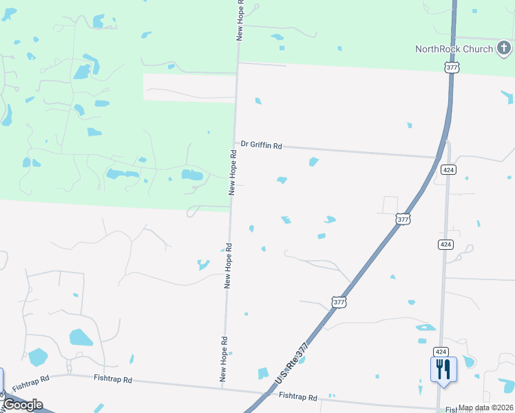 map of restaurants, bars, coffee shops, grocery stores, and more near 3001 New Hope Road in Cross Roads