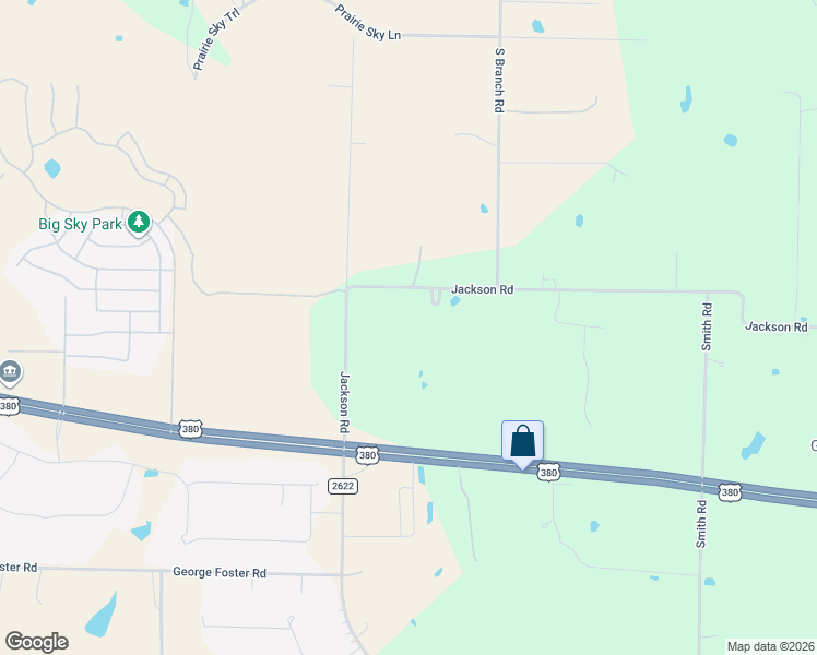map of restaurants, bars, coffee shops, grocery stores, and more near 13435 Jackson Road in Krum