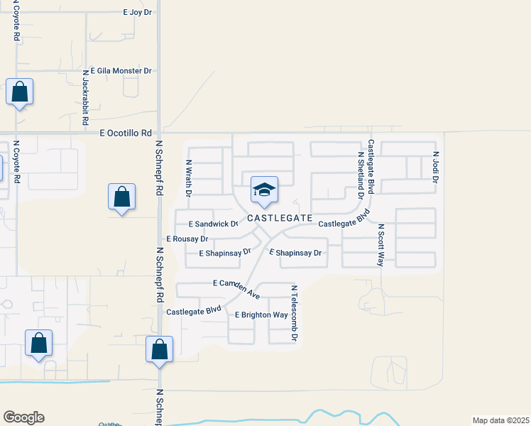map of restaurants, bars, coffee shops, grocery stores, and more near 40300 North Simonton Boulevard in San Tan Valley