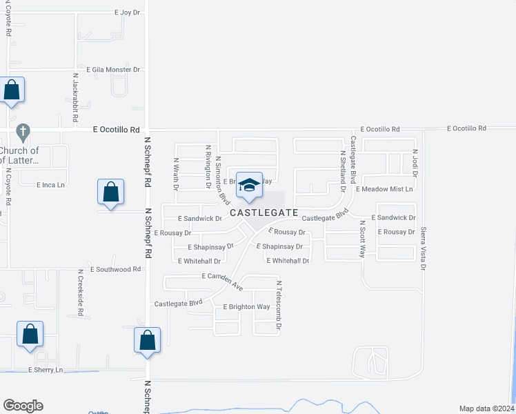 map of restaurants, bars, coffee shops, grocery stores, and more near 40300 North Simonton Boulevard in San Tan Valley