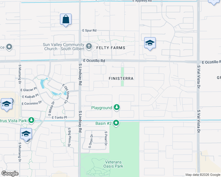 map of restaurants, bars, coffee shops, grocery stores, and more near 4231 South Gemstone Drive in Chandler