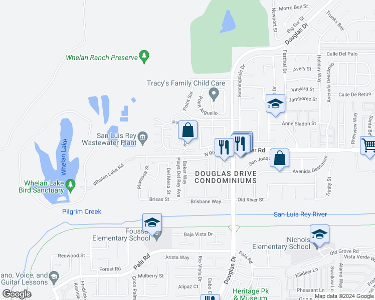 map of restaurants, bars, coffee shops, grocery stores, and more near 4258 Point Lobas Circle in Oceanside