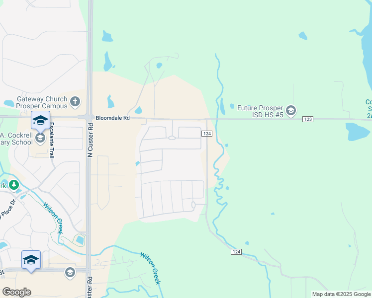 map of restaurants, bars, coffee shops, grocery stores, and more near 8055 County Road 124 in McKinney