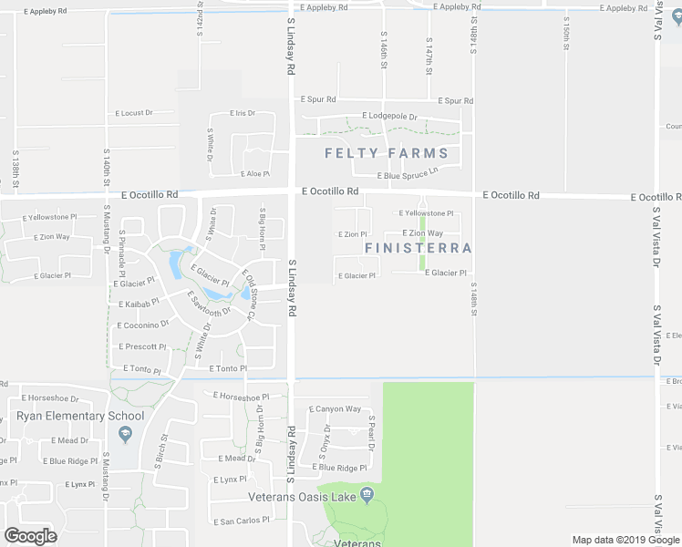map of restaurants, bars, coffee shops, grocery stores, and more near 4137 East Glacier Place in Chandler