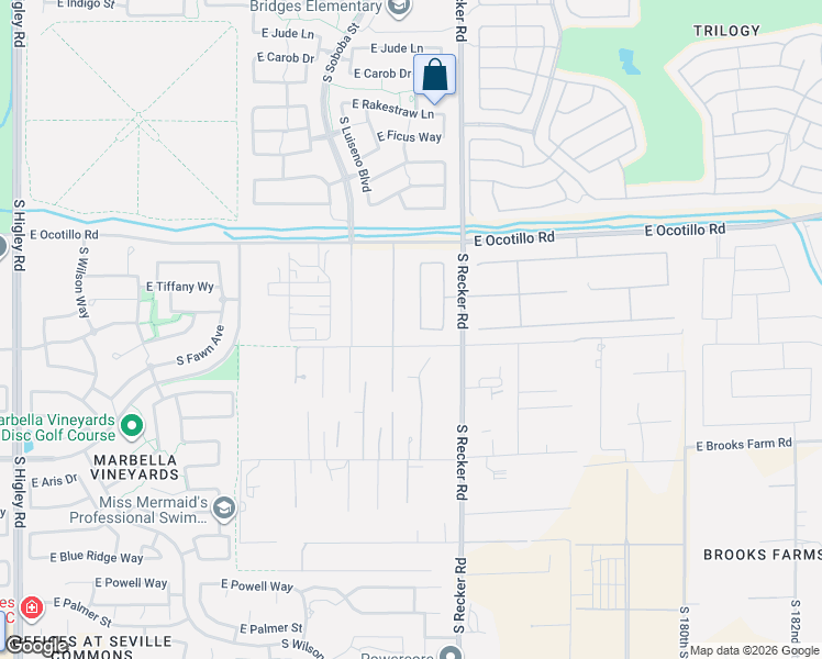 map of restaurants, bars, coffee shops, grocery stores, and more near 22218 South 174th Way in Gilbert