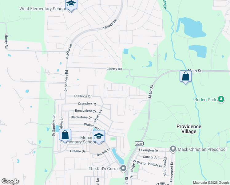 map of restaurants, bars, coffee shops, grocery stores, and more near 10036 Travis Drive in Denton County