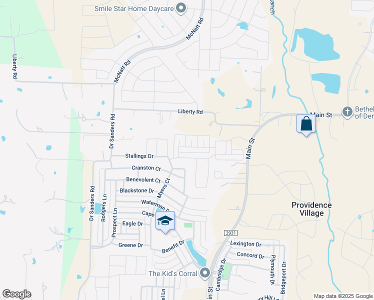 map of restaurants, bars, coffee shops, grocery stores, and more near 10036 Travis Drive in Denton County