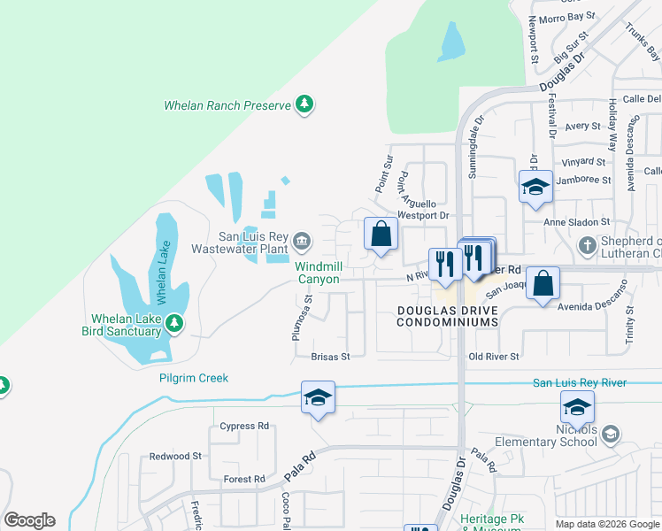 map of restaurants, bars, coffee shops, grocery stores, and more near 4251 Bodega Bay Way in Oceanside