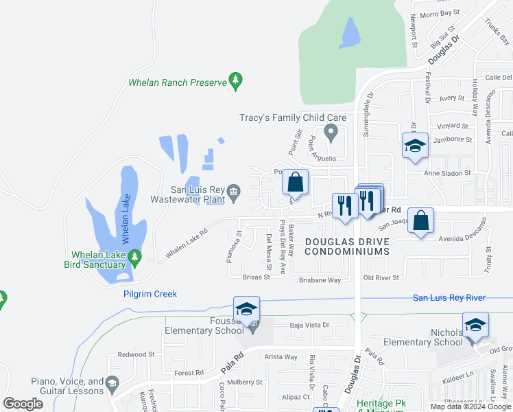map of restaurants, bars, coffee shops, grocery stores, and more near 805 Pillar Point Way in Oceanside