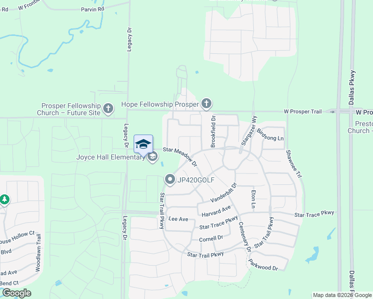 map of restaurants, bars, coffee shops, grocery stores, and more near 960 Gladewater Drive in Prosper