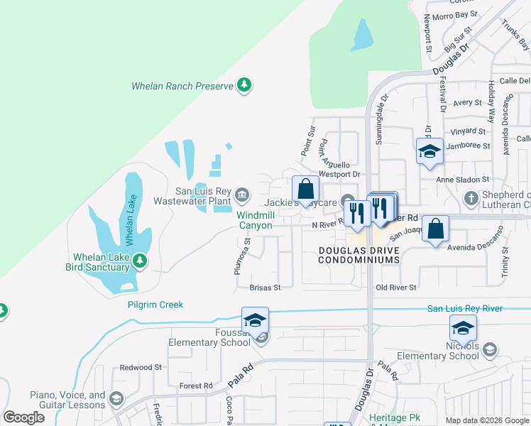 map of restaurants, bars, coffee shops, grocery stores, and more near 4251 Bodega Bay Way in Oceanside