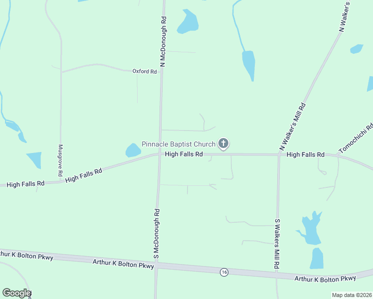 map of restaurants, bars, coffee shops, grocery stores, and more near 2421 High Falls Road in Griffin