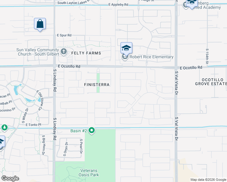 map of restaurants, bars, coffee shops, grocery stores, and more near 4463 East Grand Canyon Drive in Chandler