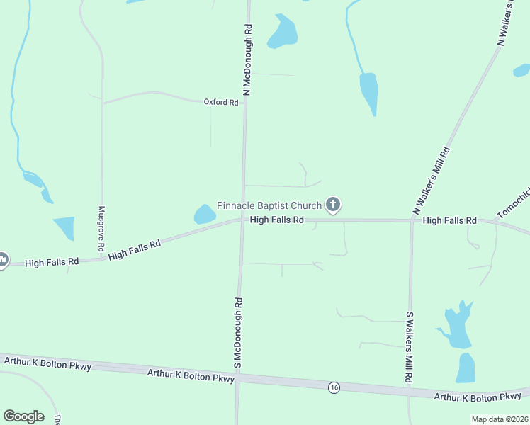 map of restaurants, bars, coffee shops, grocery stores, and more near 2421 High Falls Road in Griffin