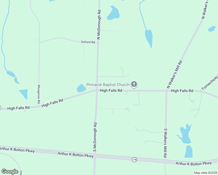 map of restaurants, bars, coffee shops, grocery stores, and more near 2421 High Falls Road in Griffin
