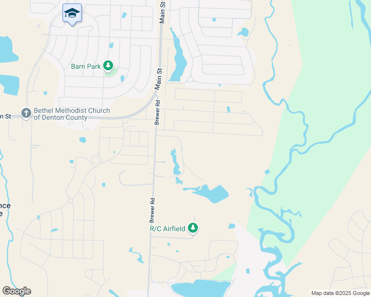 map of restaurants, bars, coffee shops, grocery stores, and more near 2360 Brewer Road in Aubrey
