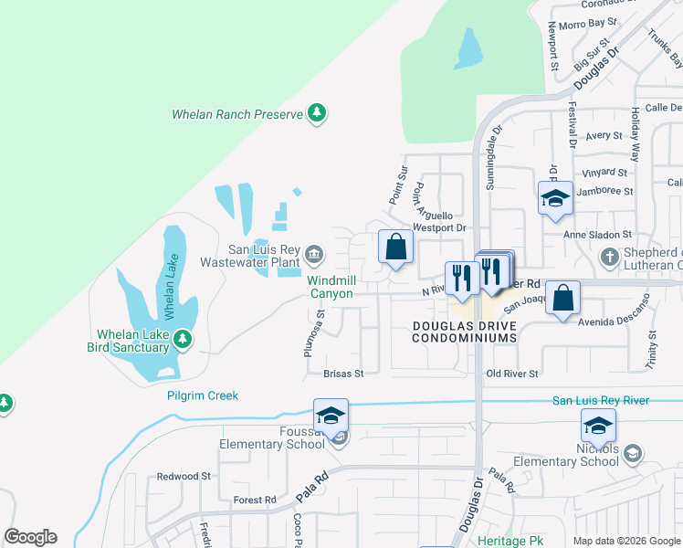 map of restaurants, bars, coffee shops, grocery stores, and more near 4251 Bodega Bay Way in Oceanside