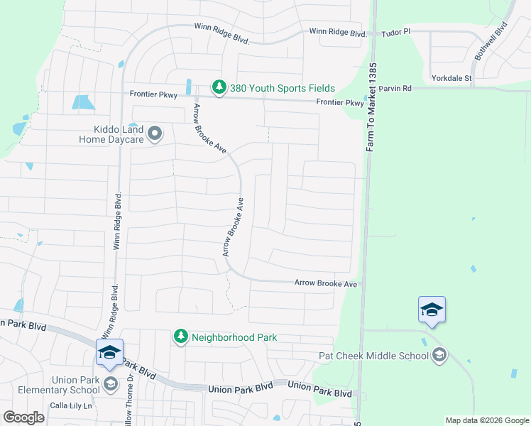 map of restaurants, bars, coffee shops, grocery stores, and more near 2701 Upland Trail Lane in Aubrey