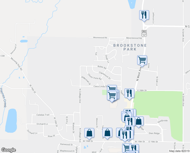 map of restaurants, bars, coffee shops, grocery stores, and more near 207 Chula Vista Road in El Dorado
