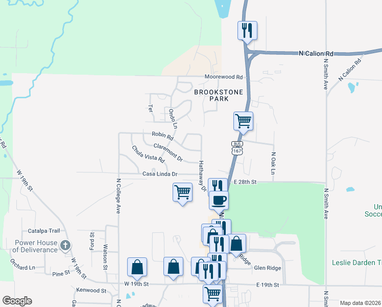 map of restaurants, bars, coffee shops, grocery stores, and more near 406 Robin Road in El Dorado