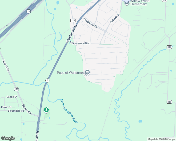 map of restaurants, bars, coffee shops, grocery stores, and more near 904 Putman Drive in McKinney