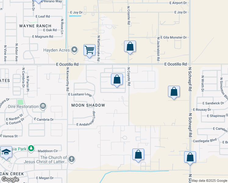 map of restaurants, bars, coffee shops, grocery stores, and more near 2436 East Meadow Mist Lane in Queen Creek