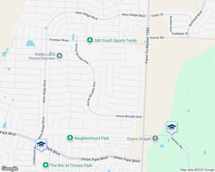 map of restaurants, bars, coffee shops, grocery stores, and more near 2708 Upland Trail Lane in Aubrey